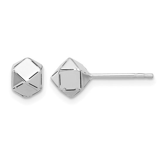 10k White Gold Geometric Bead Earrings