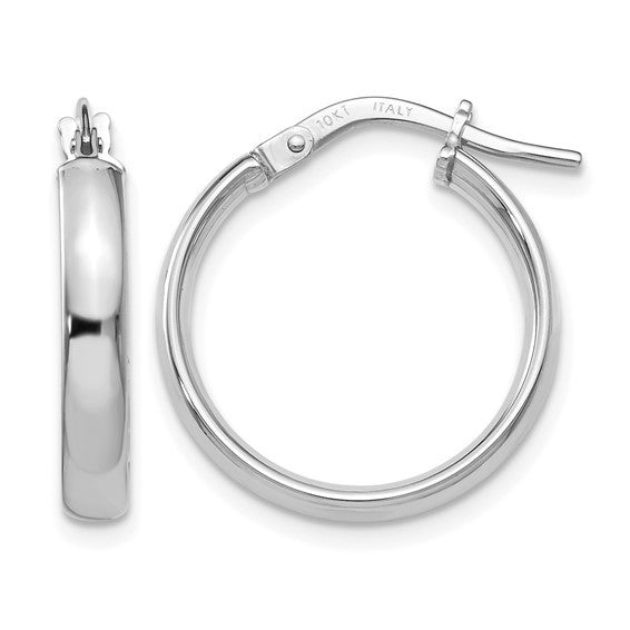 10K White Gold Polished Hoops