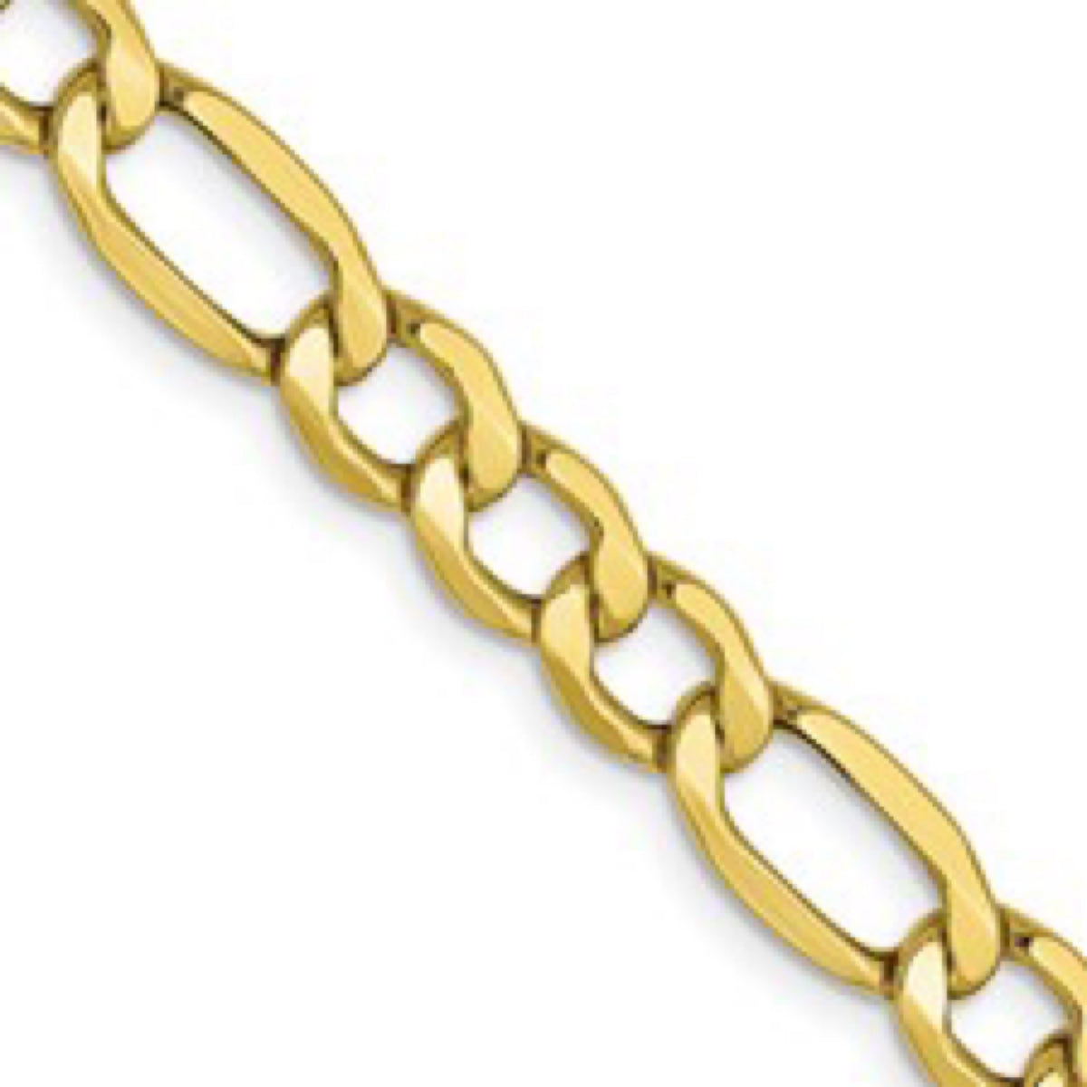 10K Yellow Gold 5.35mm Semi-Solid Figaro Chain