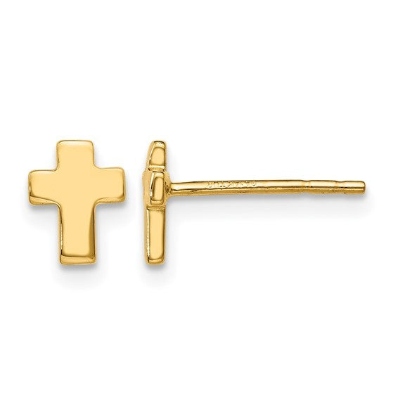 10K Yellow Gold Cross Post Earrings