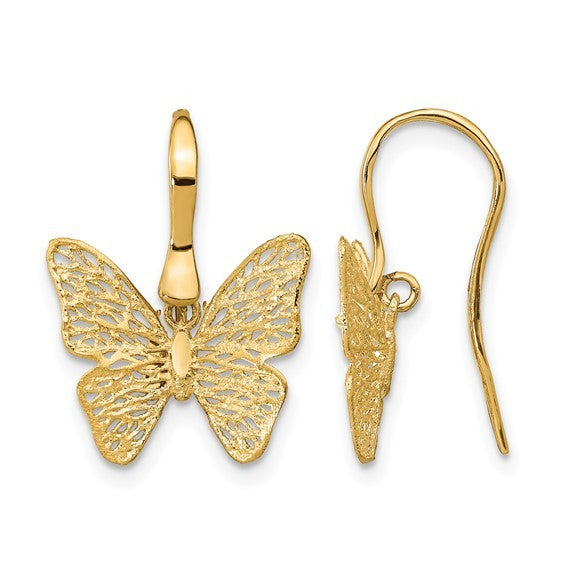 14K Yellow Gold Butterfly Earrings