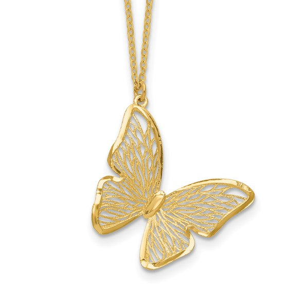 14K Yellow Gold Butterfly Necklace