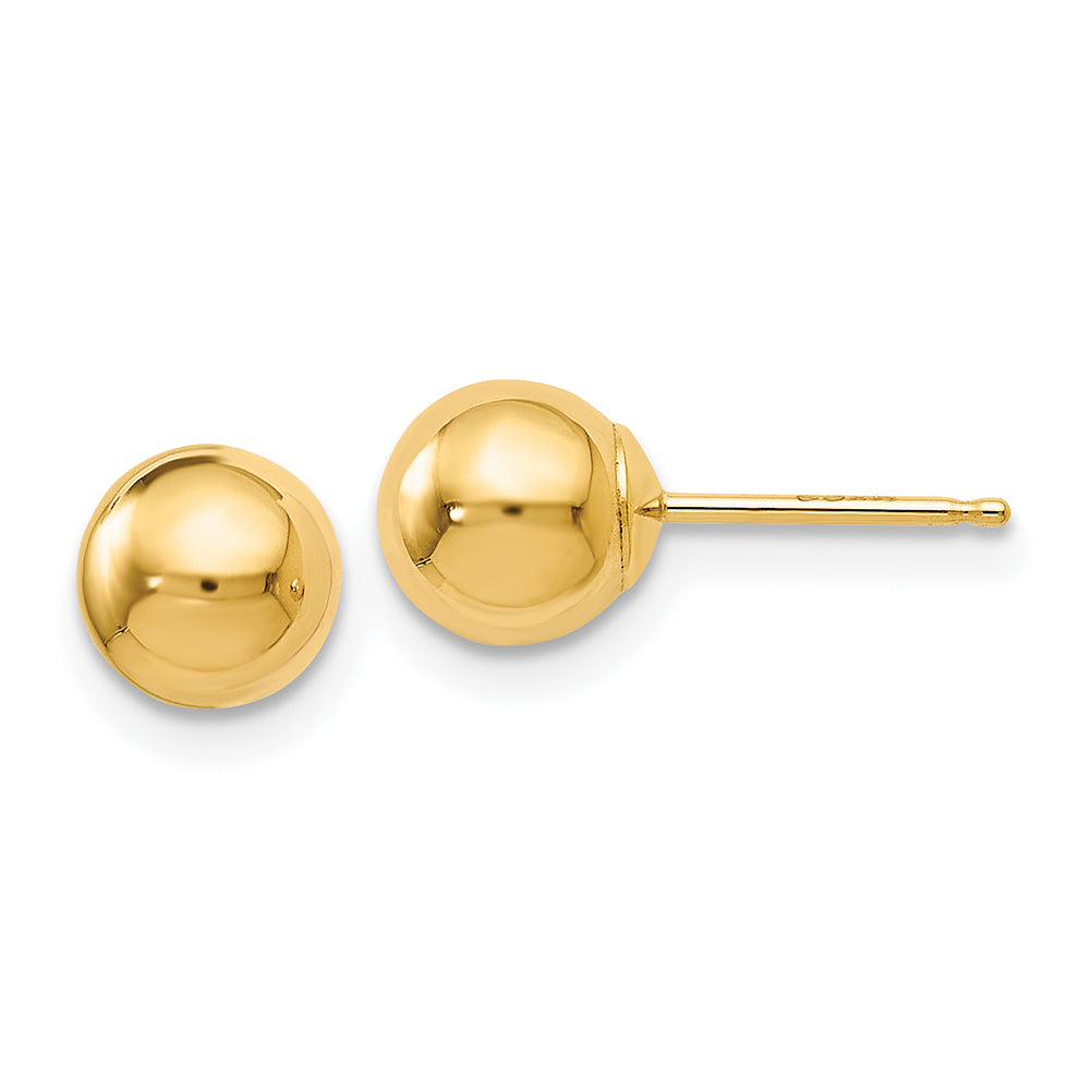14K Yellow Gold Polished 6mm Bead Post Earrings