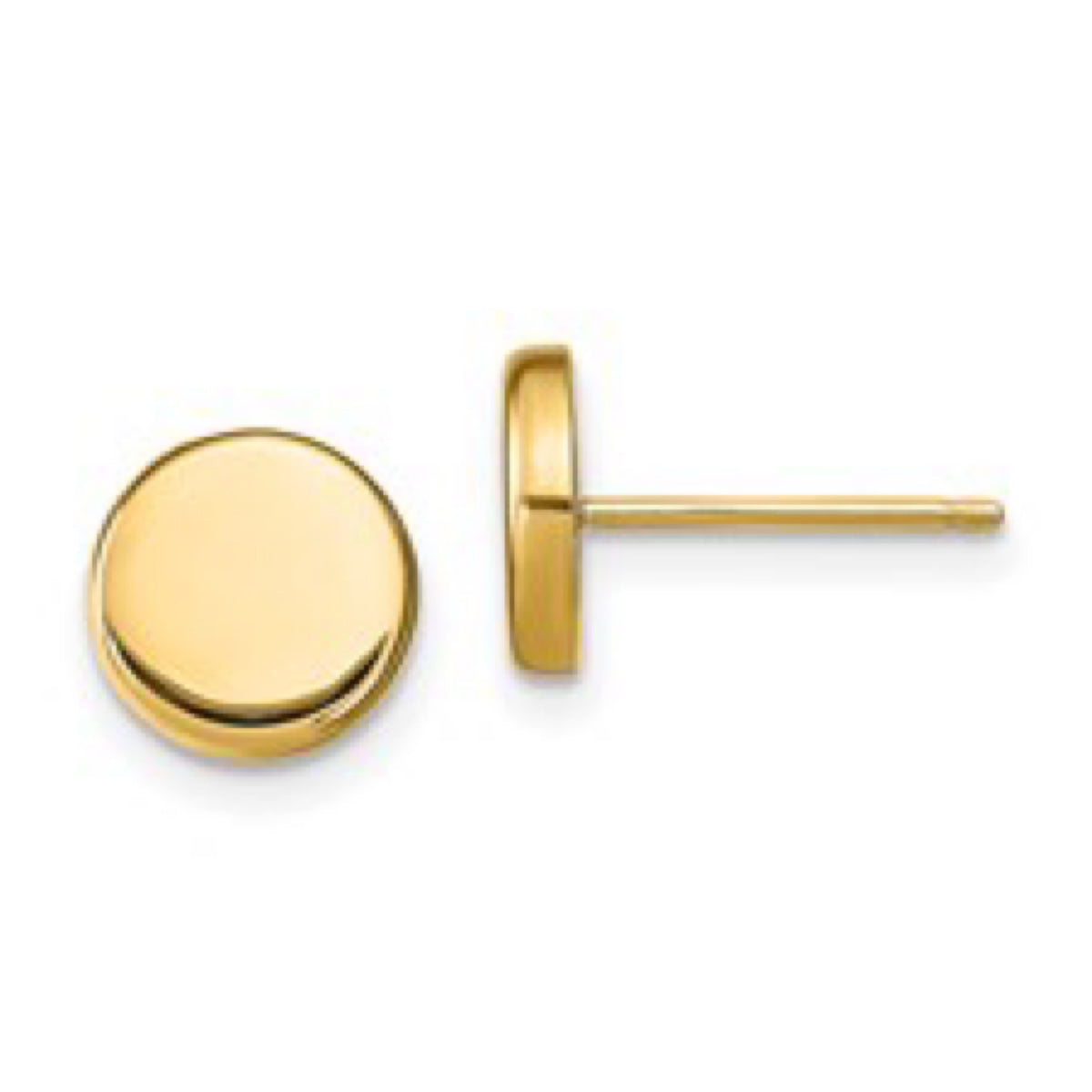 14k Yellow Gold Polished Button Post Earrings