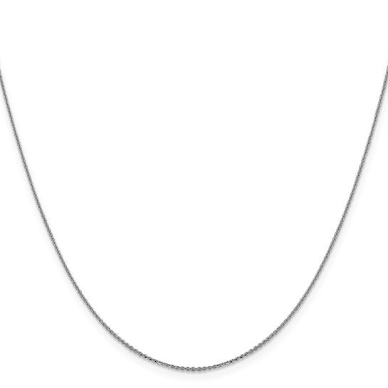 10K White Gold 1mm Diamond Cut Cable Chain - 16"