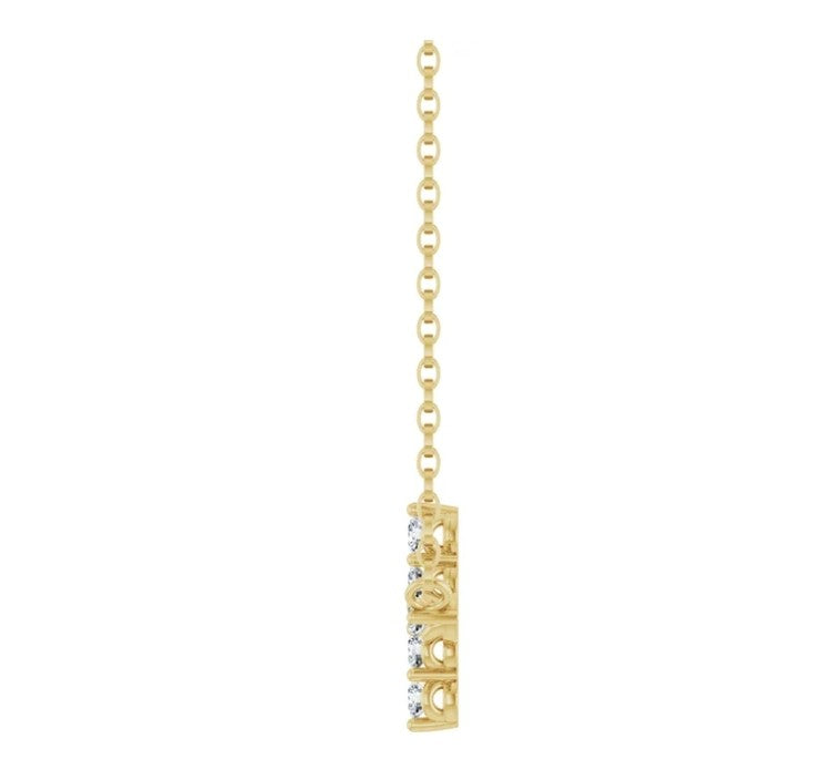 14K yellow gold lab grown diamond sideways cross necklace, alternate view