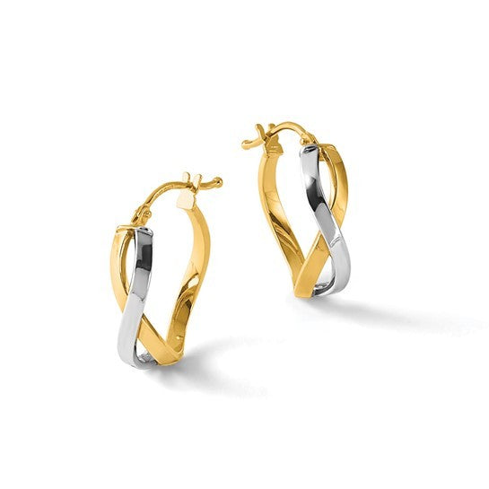 10K Two-Tone Twisted Hoops