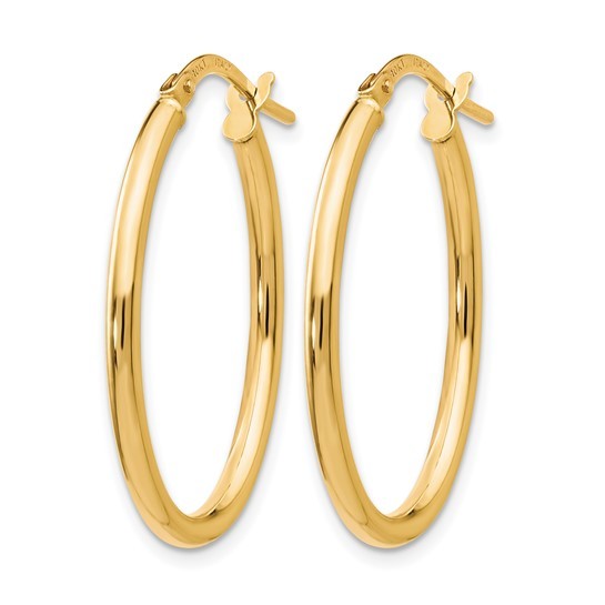 10K Yellow Gold Oval Hoop Earrings