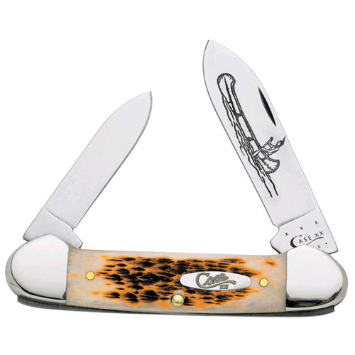 00263 Amber Bone Peach Seed Jig Canoe (62131 CV)