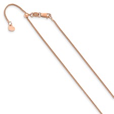 10K Rose Gold 1mm Adjustable Wheat Chain
