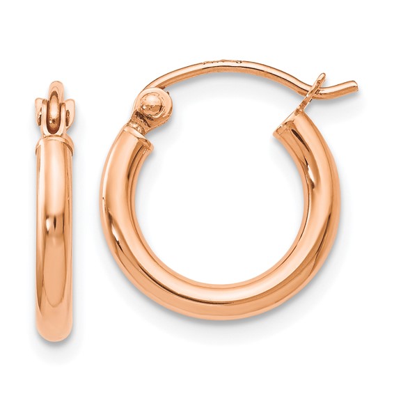 10K Rose Gold Polished Hoop Earrings