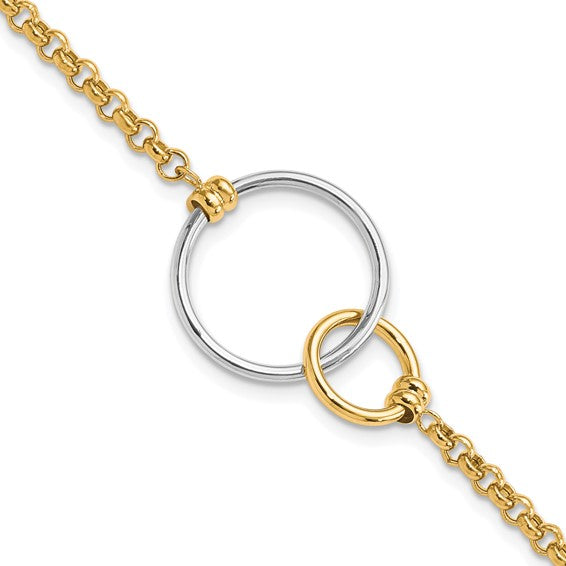 10k Two-Tone Interlocking Circles Link Bracelet