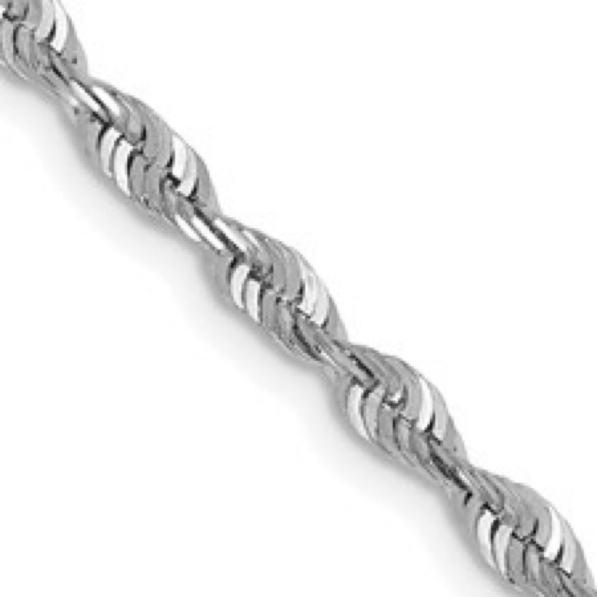 10K White Gold 2.5mm Diamond-Cut Rope Chain