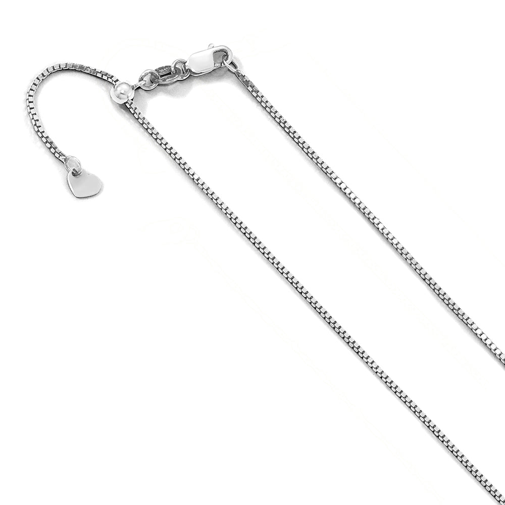 10K White Gold Adjustable .9mm Box Chain