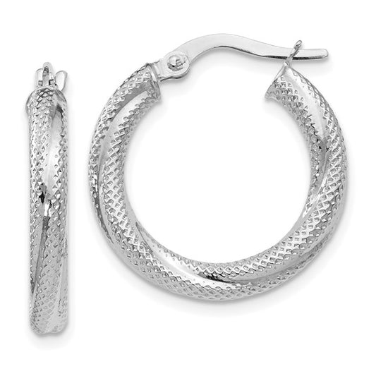 10K White Gold Hinged Hoop Earrings