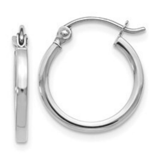 10K White Gold Hoop Earrings