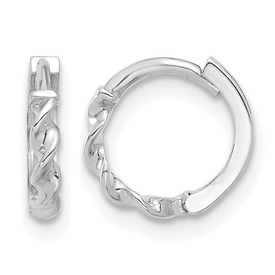 10K White Gold Huggie Hoops