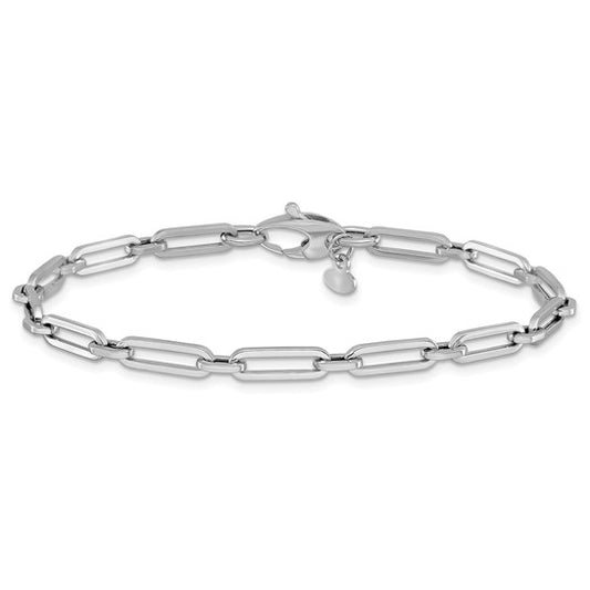 10K White Gold Polished Flat Oval Link Bracelet