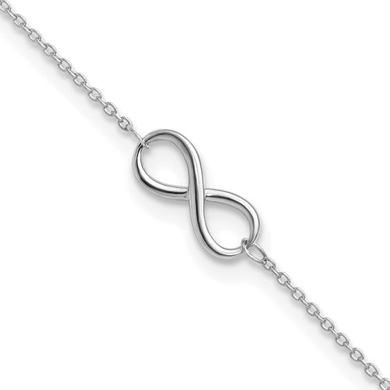 10K White Gold Polished Infinity w/ 1 in. ext. Bracelet