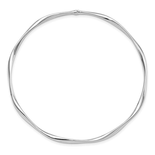 10K White Gold Polished Twisted Slip On Bangle