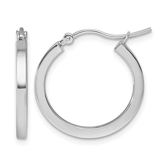 10k White Gold Round Hoop Earrings