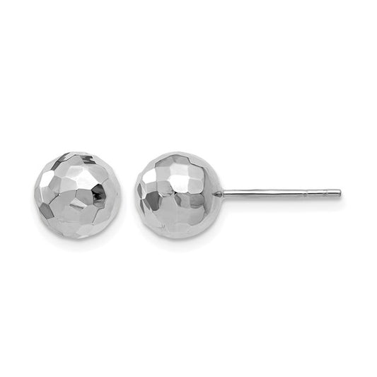 10k White Gold Textured Bead Earrings
