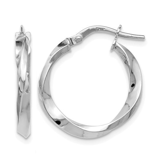 10K White Gold Twisted Hoops