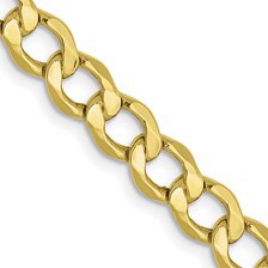 10K Yellow 5.25mm Semi-Solid Curb Link Chain