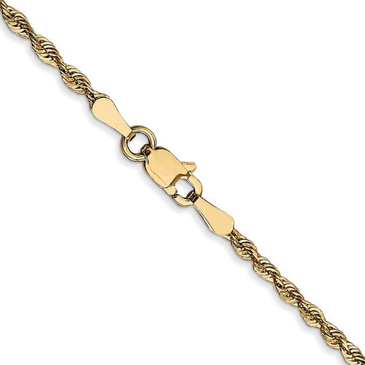 10K Yellow Gold 2mm Diamond Cut Lightweight Rope
