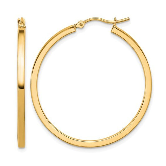 10K Yellow Gold 2mm Tube Hoop Earrings