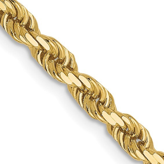 10K Yellow Gold 3mm D/C Rope Chain