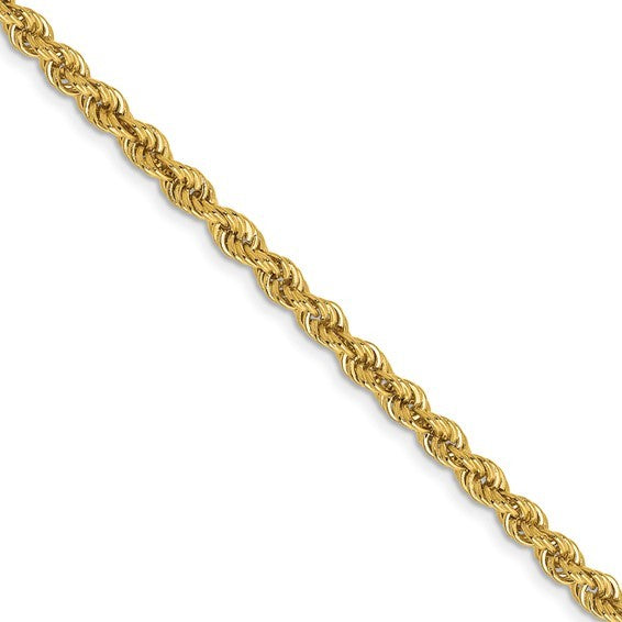 10K Yellow Gold 3mm Solid Rope Chain