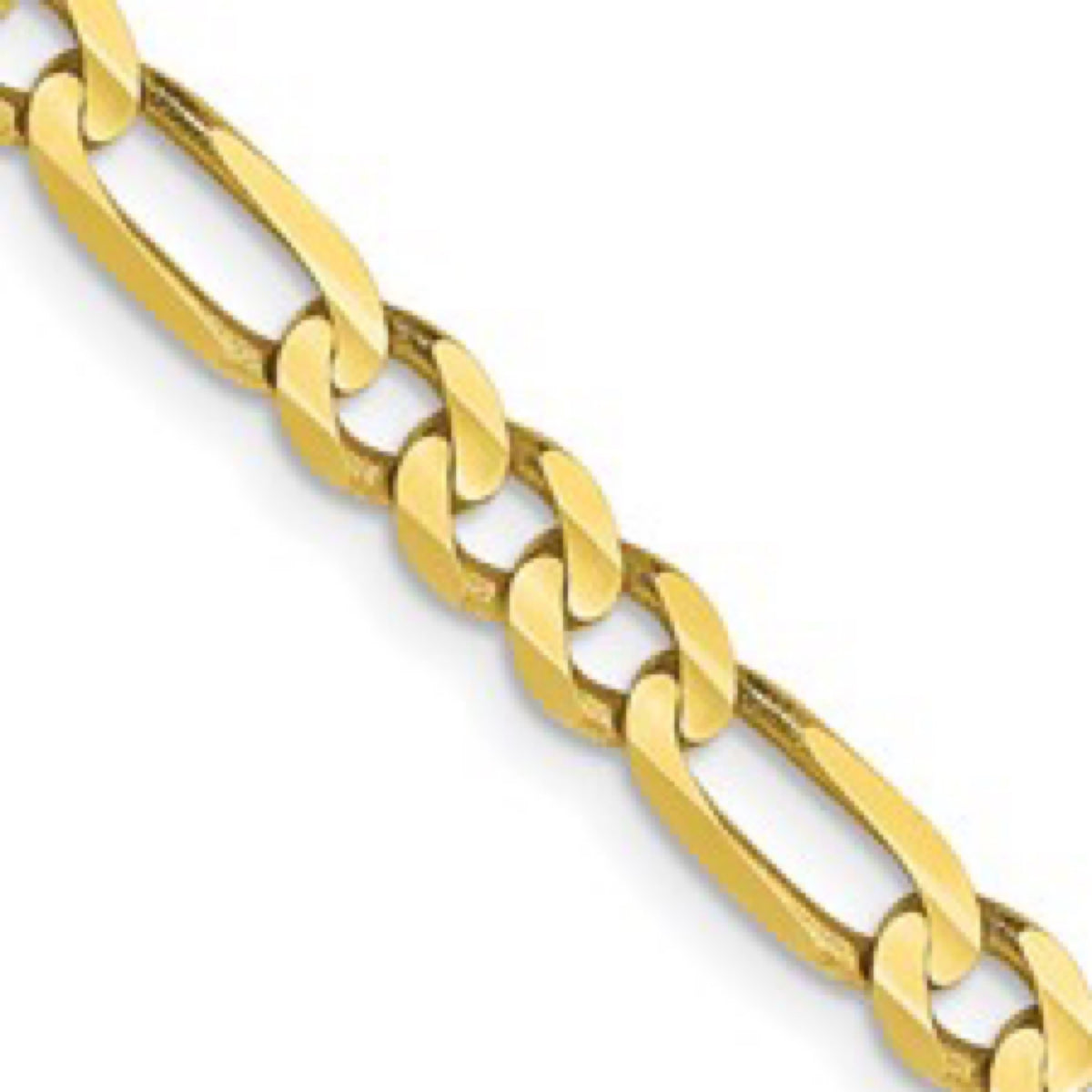 10K Yellow Gold 4mm Concave Figaro Chain