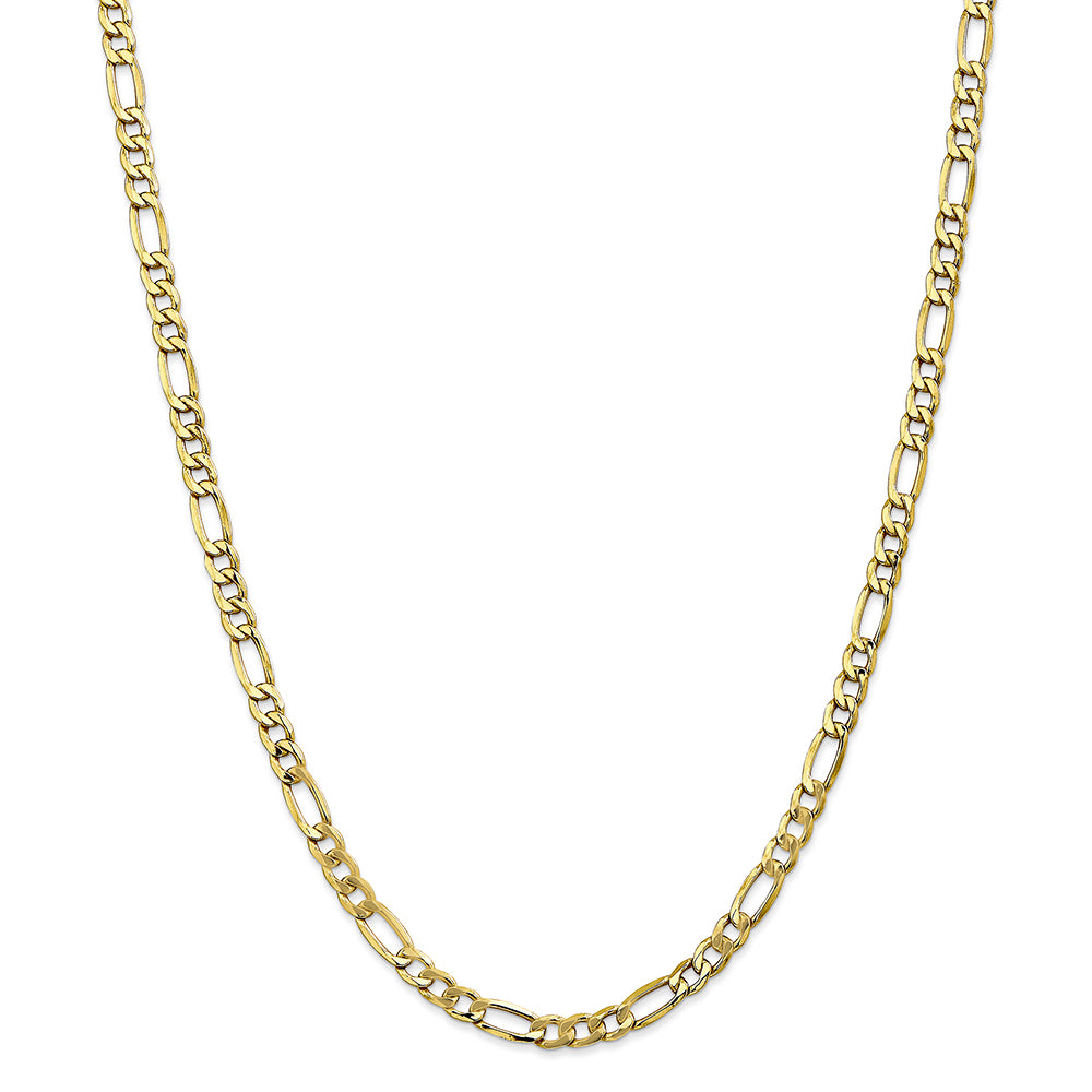 10K Yellow Gold 5.35mm Semi-Solid Figaro Chain