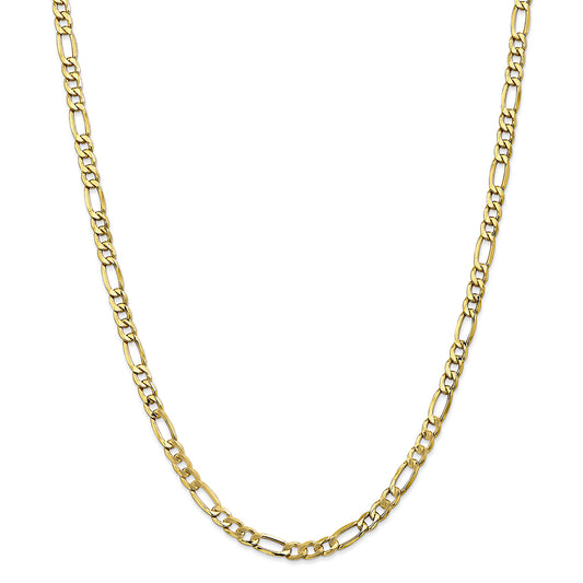10K Yellow Gold 5.35mm Semi-Solid Figaro Chain