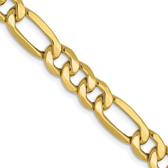 10K Yellow Gold 6.6mm Semi-Solid Figaro