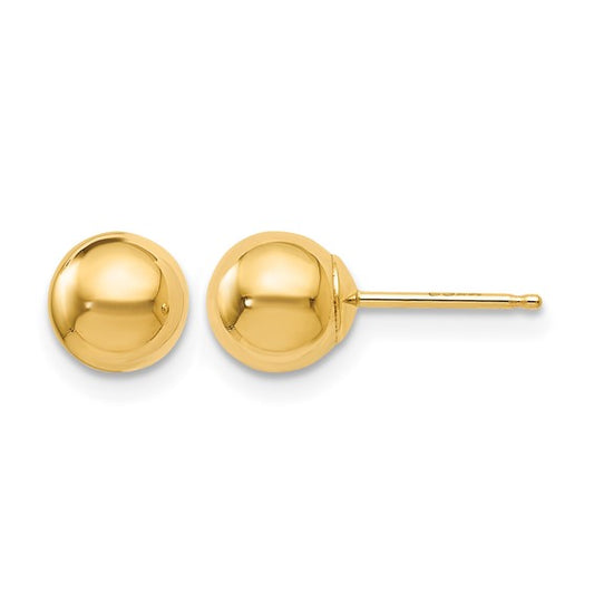 10k Yellow Gold 6mm Bead Earrings