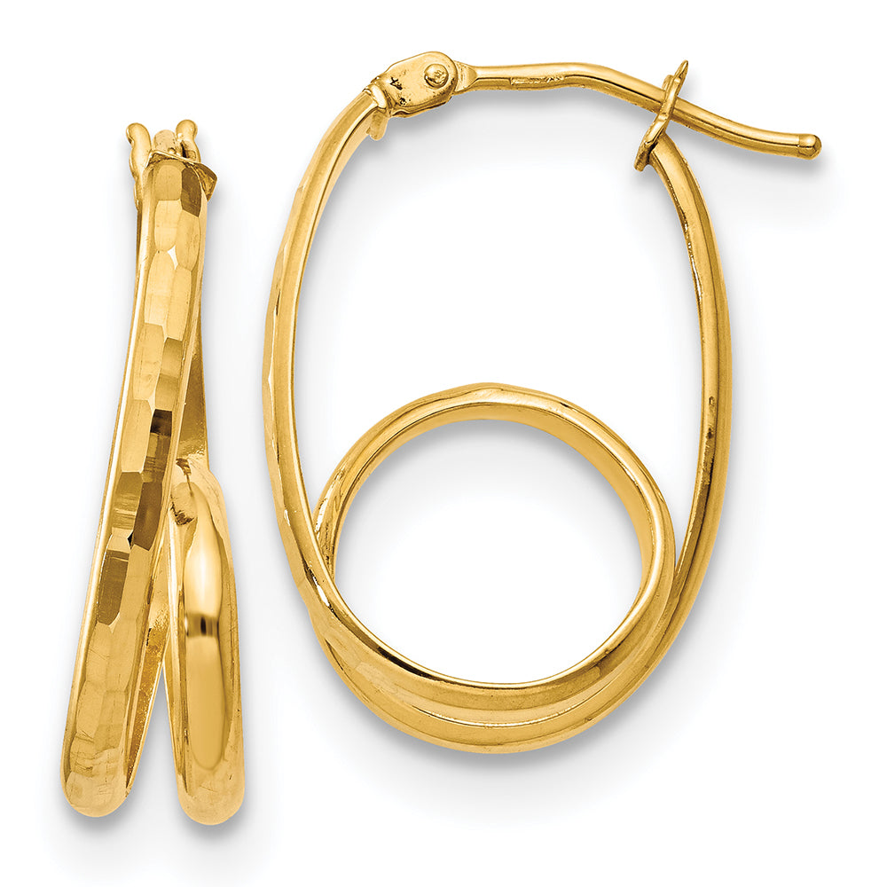10K Yellow Gold Polished Fancy Hoop Earrings