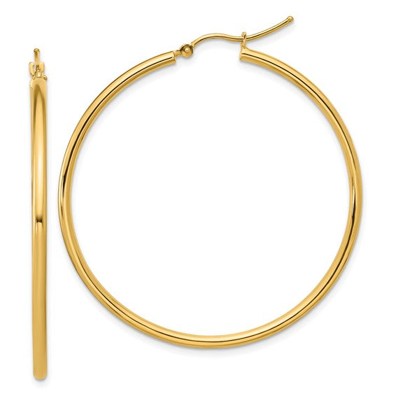 10K Yellow Gold Polished Hinged Hoop Earrings