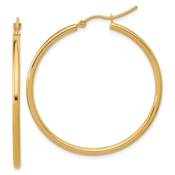 10K Yellow Gold Polished Hinged Hoop Earrings