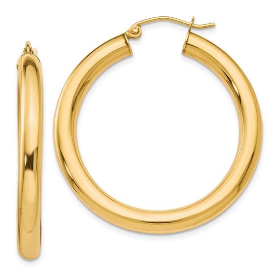 10K Yellow Gold Polished Lightweight Hoop Earrings