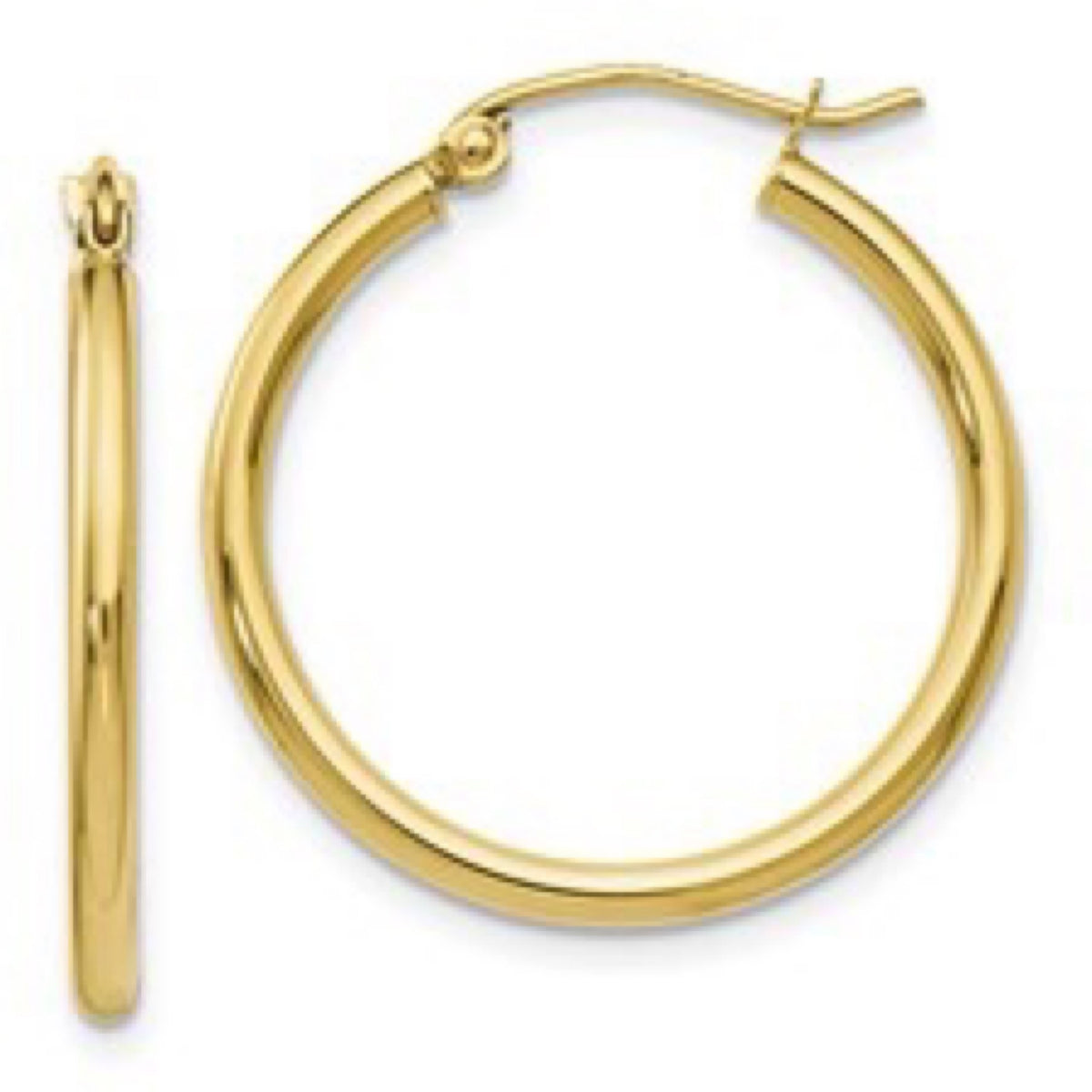 10K Yellow Gold Round Polished Hinged Hoop Earrings