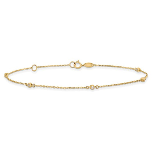 14K CZ Station Anklet With Extension