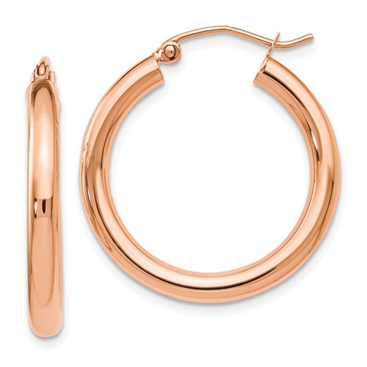 14K Rose Gold 3mm Hoop Earrings