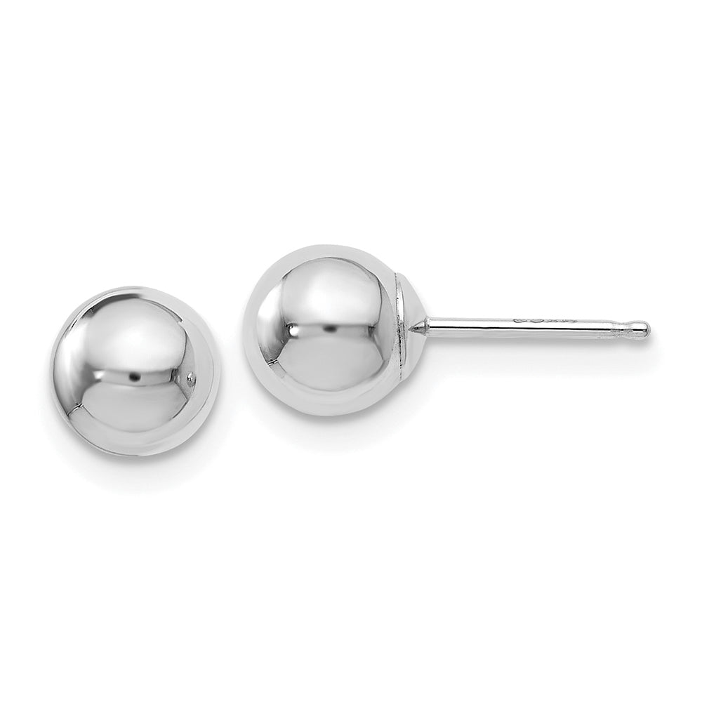 14K White Gold 6mm Ball Earrings