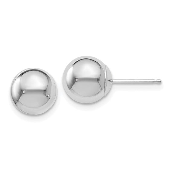 14K White Gold 8mm Ball Post Earrings