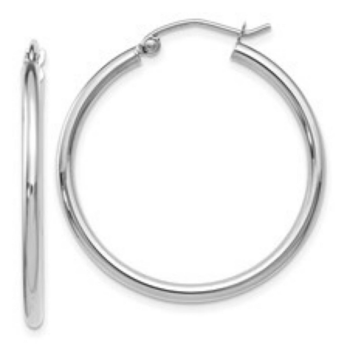 14K White Gold Hoop Earrings