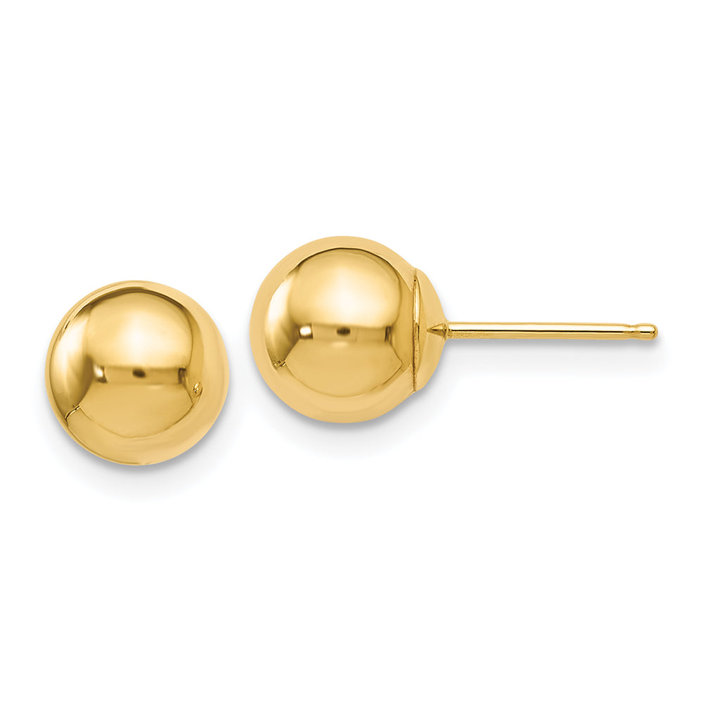 14K Yellow Gold 7mm Ball Earrings