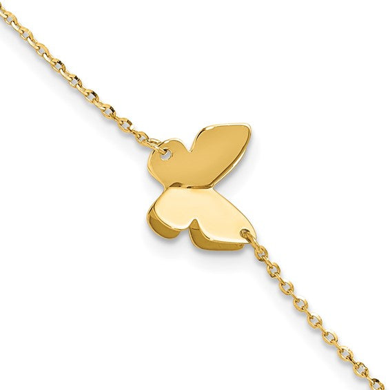 14K Yellow Gold Butterfly Charm Bracelet