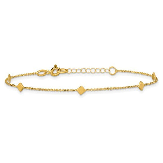 14K Yellow Gold Diamond Shape Station Bracelet